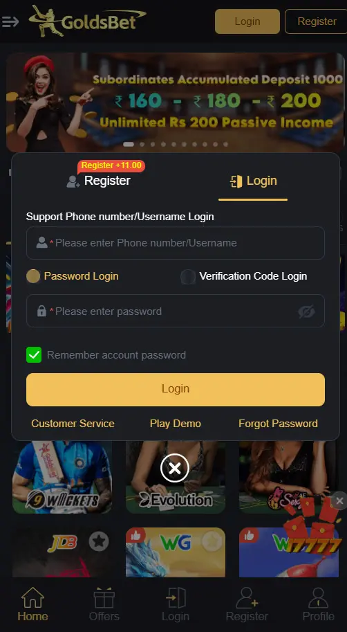 Member Login casino GOLDSBET